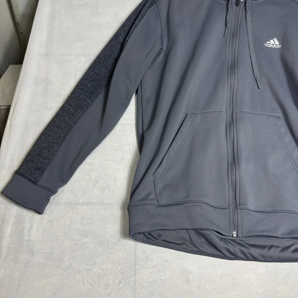 Adidas Mens‎ Full Zip Hoodie Dark Gray Fleece Long Sleeve Activewear Outdoor L